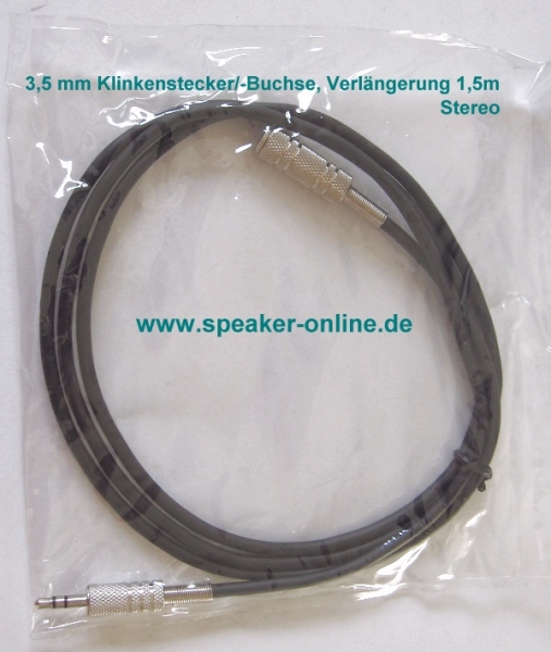 3,5mm Stereo-Klinkenverlängerung 1,5m
